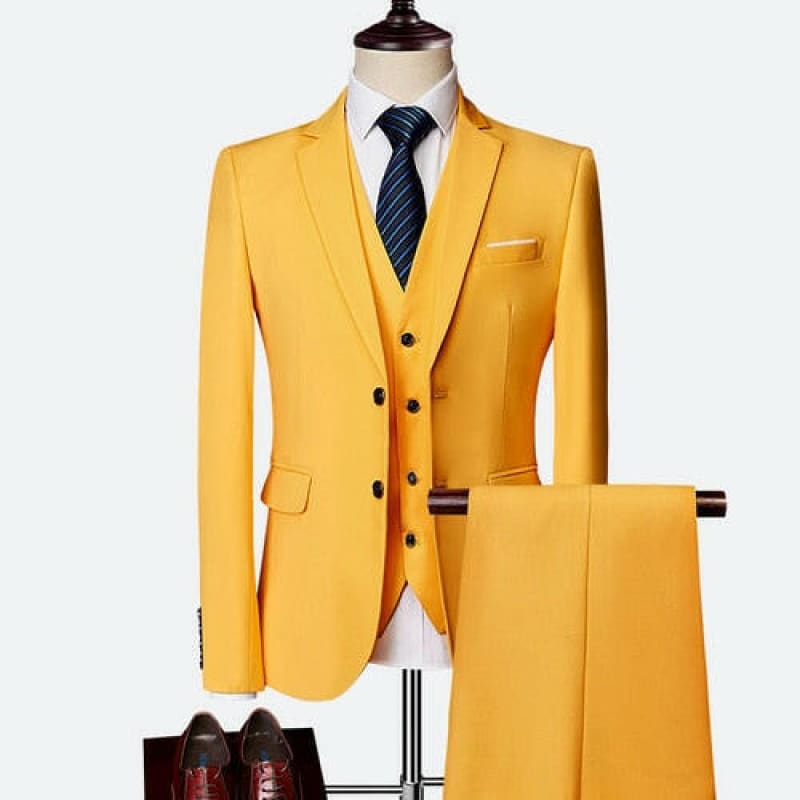 Mens Slim Fit Formal Suit in Stunning Colours yellow / M