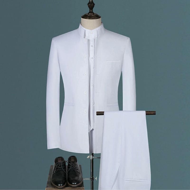 Nehru Collar Slim Fit Suit with Jacket Pants Vest