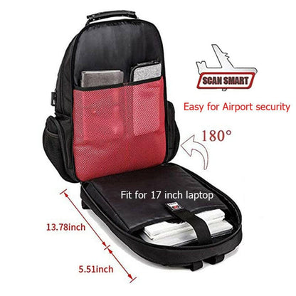 Mens 45L Travel Anti Theft Laptop USB Backpack