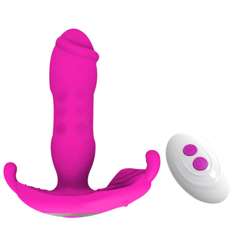 Mens Anal Plug Remote Control Strong Vibration Toy Rose Red