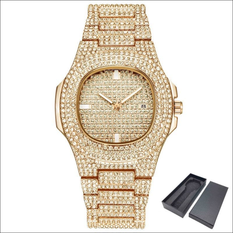 Men’s Bling Diamond Luxury Hip Hop Watch for Style E