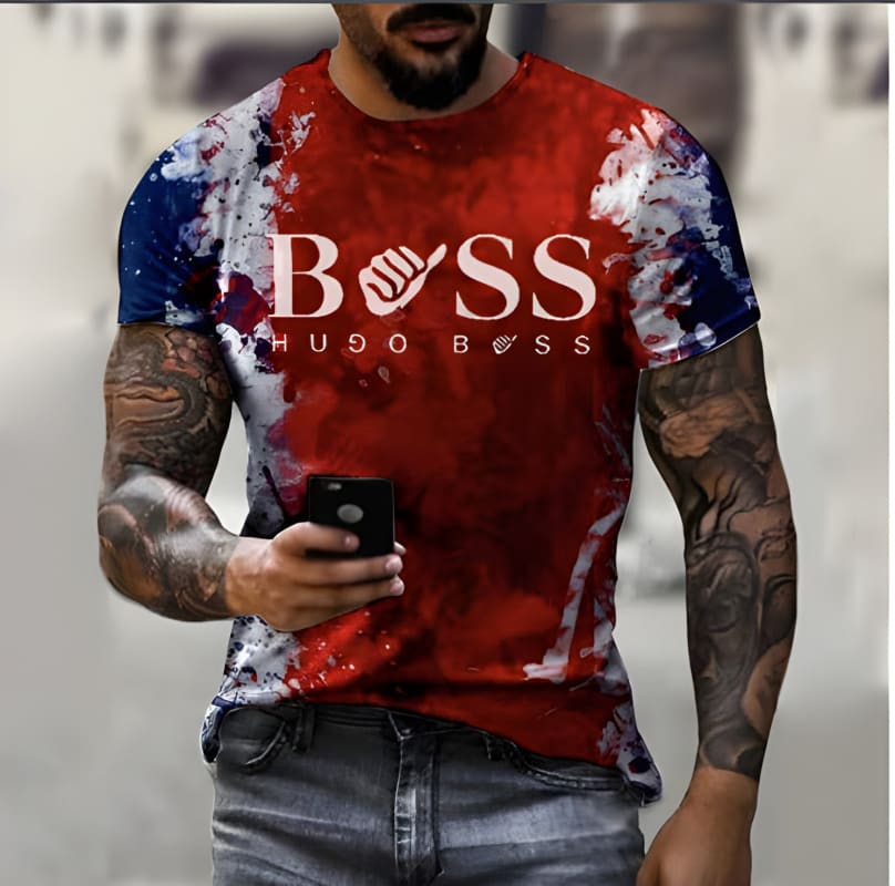 Men’s Boss Printed Fashion Short Sleeve Tee Shirt