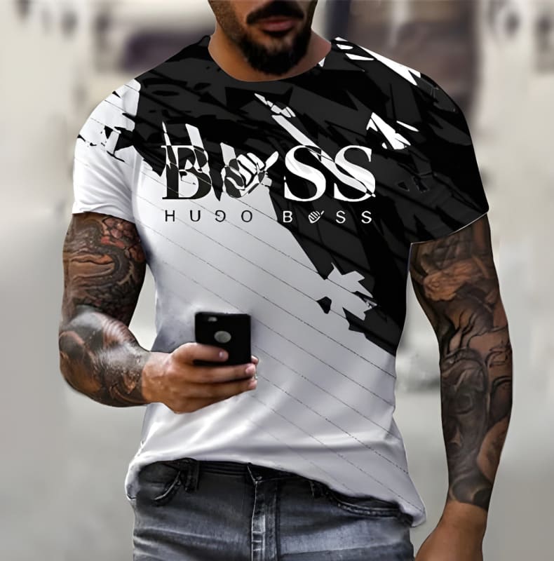 Men’s Boss Printed Fashion Short Sleeve Tee Shirt