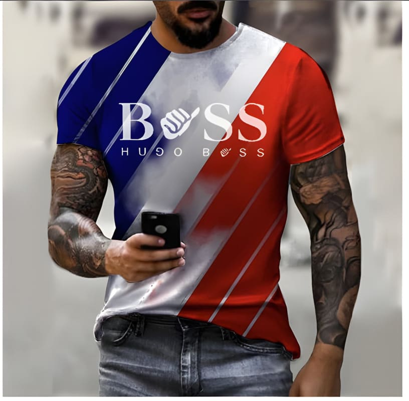 Men’s Boss Printed Fashion Short Sleeve Tee Shirt