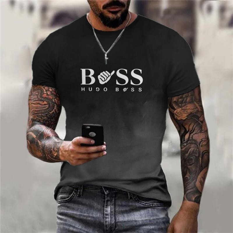 Men’s Boss Printed Fashion Short Sleeve Tee Shirt