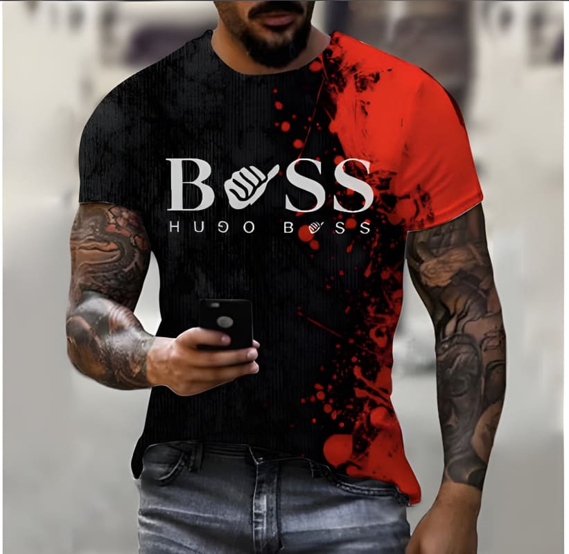 Men’s Boss Printed Fashion Short Sleeve Tee Shirt