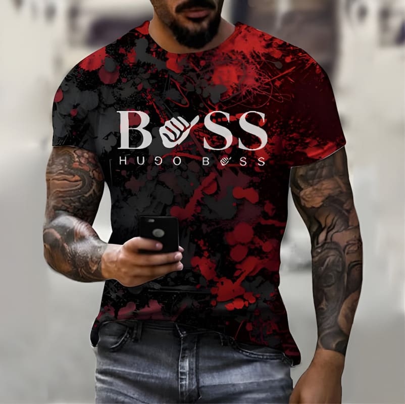 Men’s Boss Printed Fashion Short Sleeve Tee Shirt