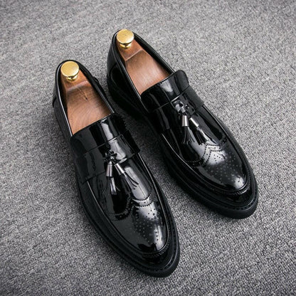 Men’s British Style Casual Faux Leather Brogue Loafers