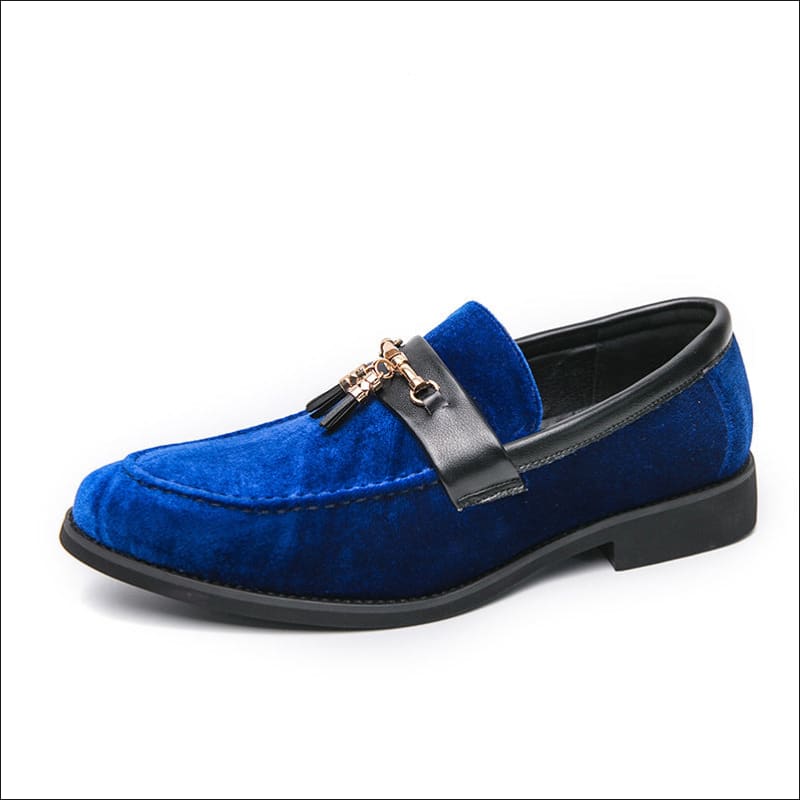 Men’s British Style Velour Moccasin Trendy Shoes Blue / 38