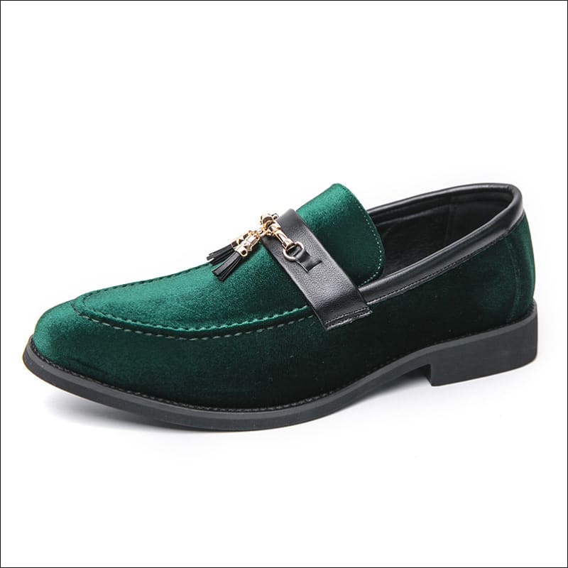 Men’s British Style Velour Moccasin Trendy Shoes Green / 38