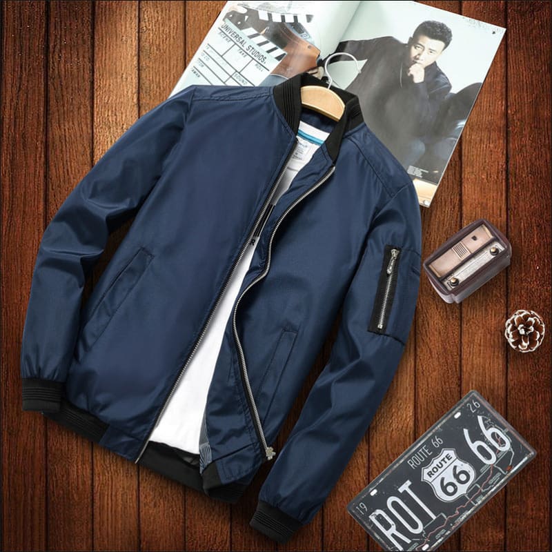 Timeless Harrington Style Jacket for Men Deep Blue / M