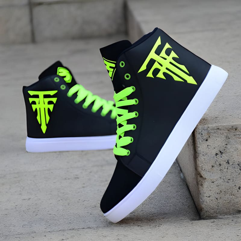 Mens Casual High Top Board Shoes Lace Up Sneakers Green / 39