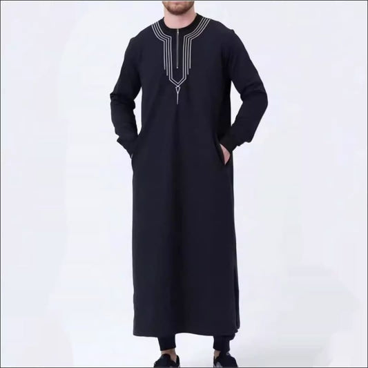 Men’s Casual Loose Embroidered Arabic Islamic Robe