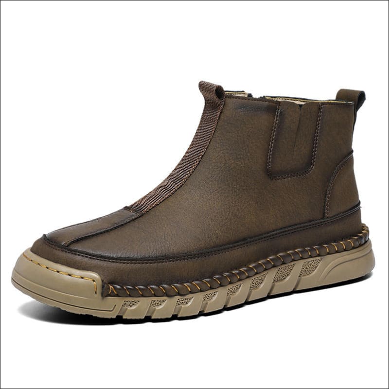 Casual Round Toe Winter Martin Boots for Men Brown Single