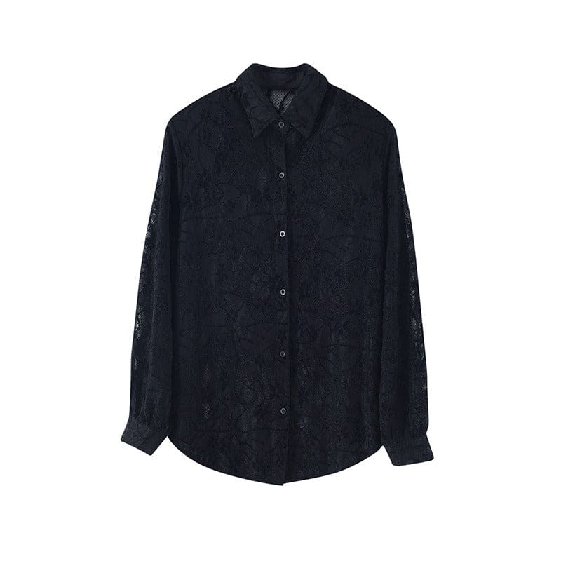 Men’s Embroidered Jacquard Lace Shirt with Shoulders