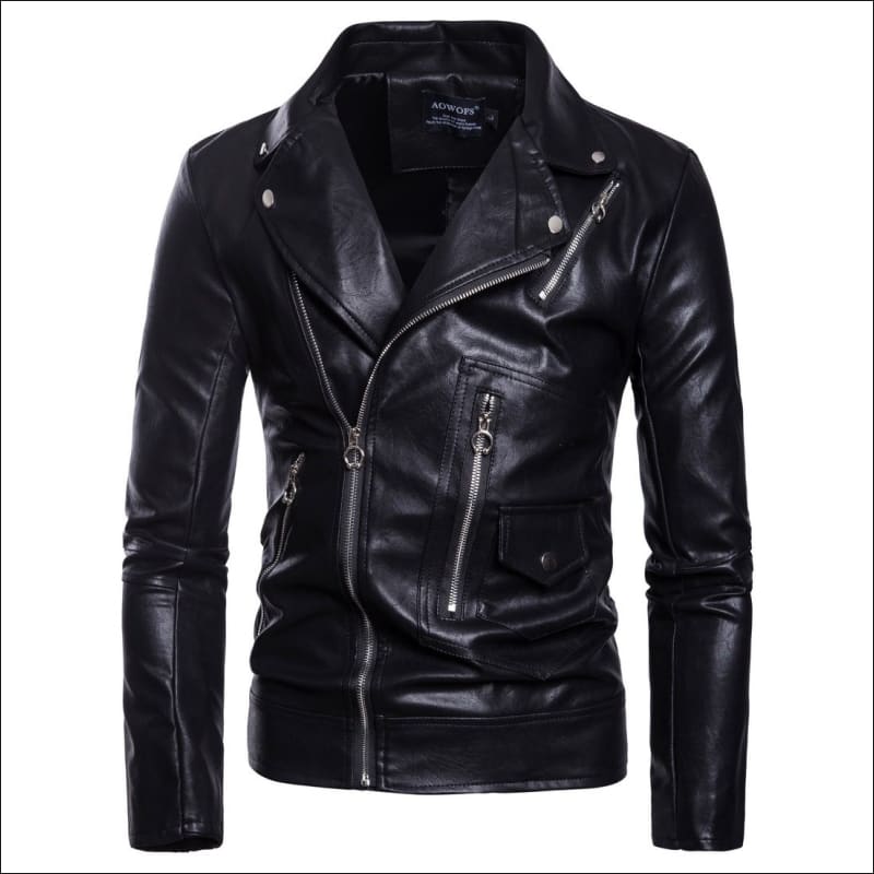 Men’s Faux Leather Motorcycle Jacket for Rugged Look