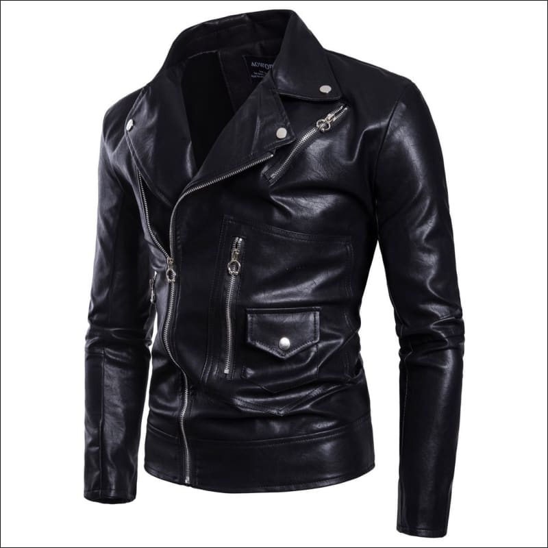 Men’s Faux Leather Motorcycle Jacket for Rugged Look