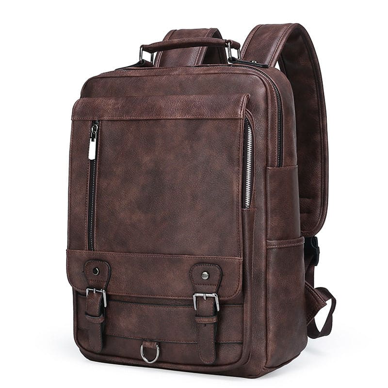 Men’s Faux Leather Large Capacity USB Charging Backpack