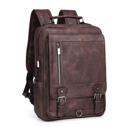 Men’s Faux Leather Large Capacity USB Charging Backpack