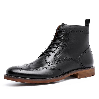 Men’s Genuine Leather English Style Ankle Boots Black / 40