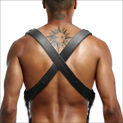 Men’s Genuine Leather Military Green Chest Harness