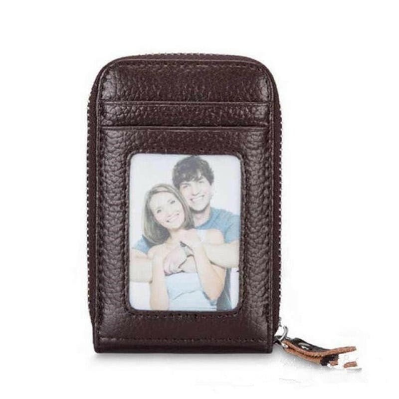 Mens Genuine Leather Multi Card Holder RFID Blocking palm