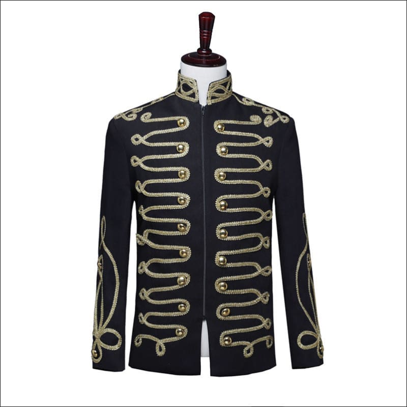 Men’s Gold Inlaid Zip Court Army Jacket in Black Black / M