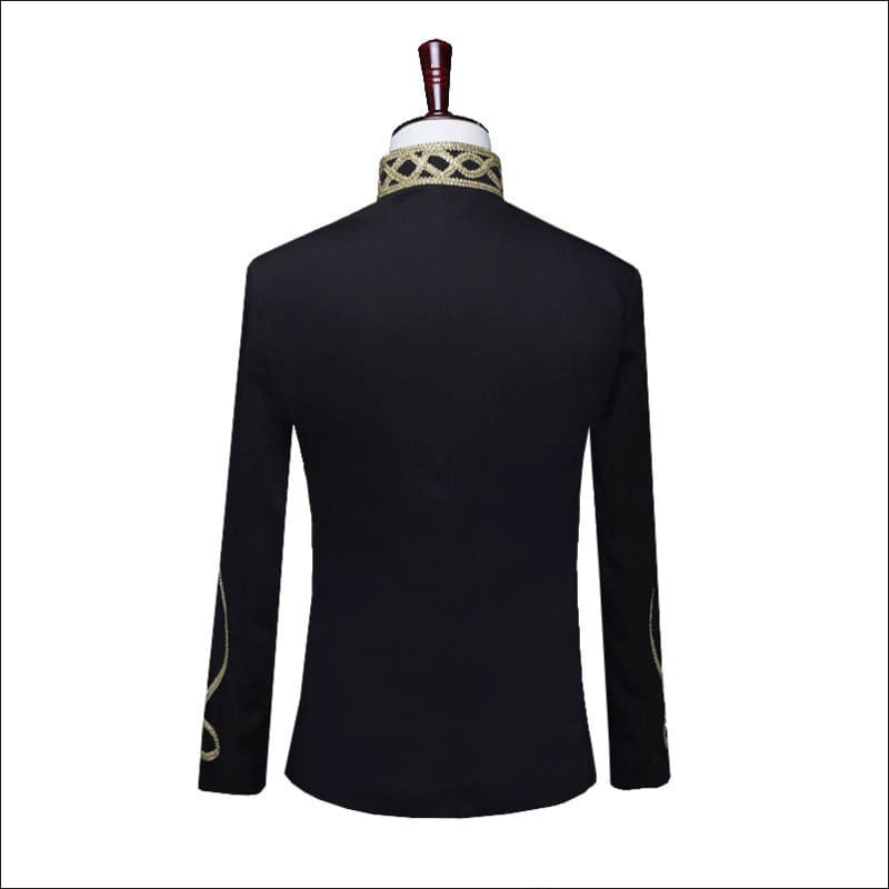 Men’s Gold Inlaid Zip Court Army Jacket in Black