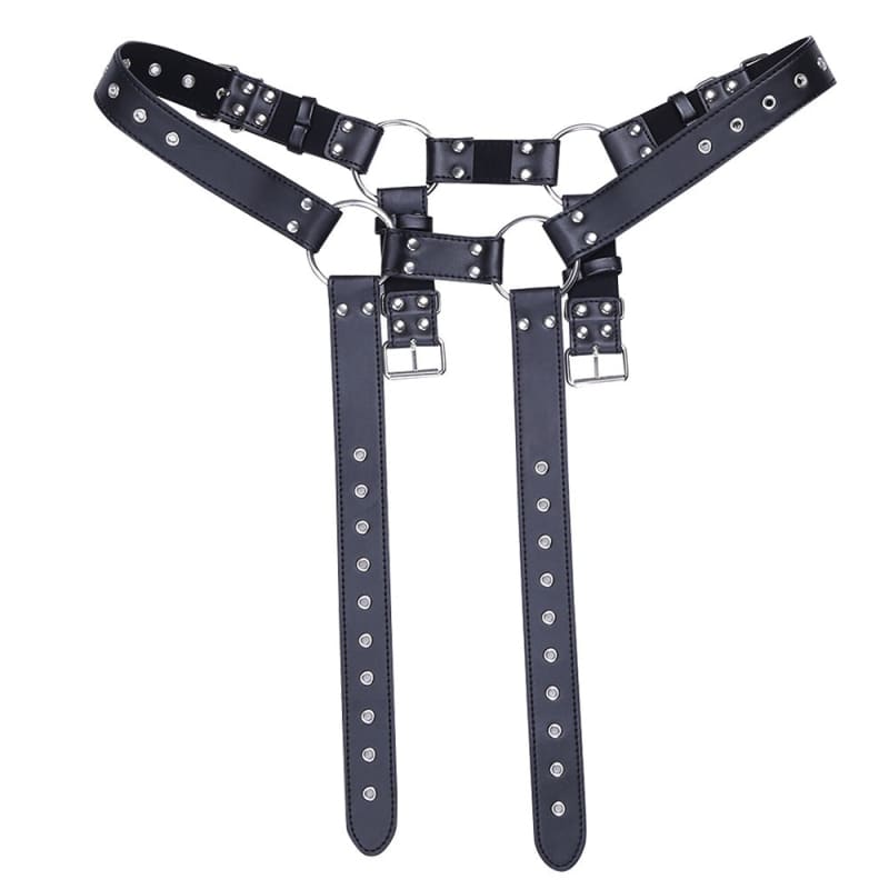 Leather Mens Harness with Adjustable Buckle Detail default