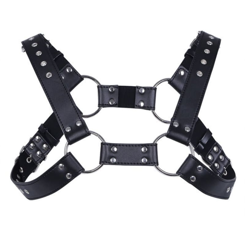 Leather Mens Harness with Adjustable Buckle Detail default