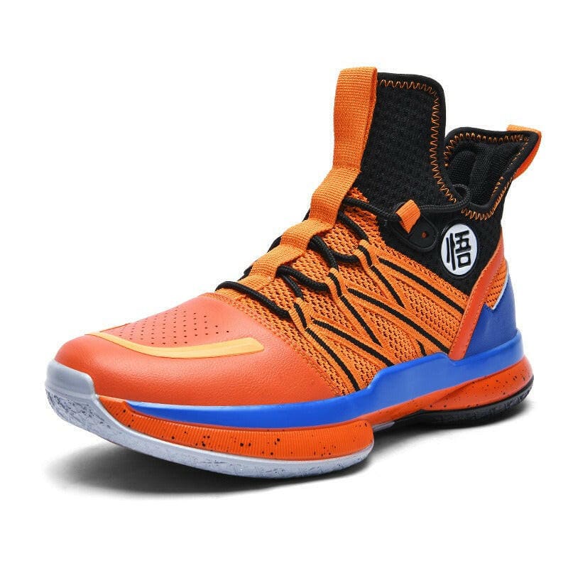 Mens High Top Basketball Shoes with Fly Woven Mesh orange