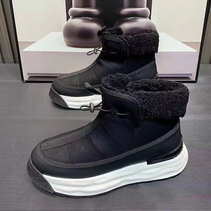 Mens High-Top Platform Shoes Plush Lined Winter UGGs Black