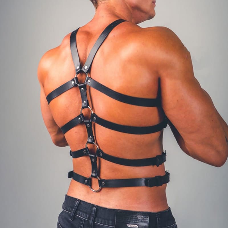 Men’s Leather Bondage and Discipline Harness Black