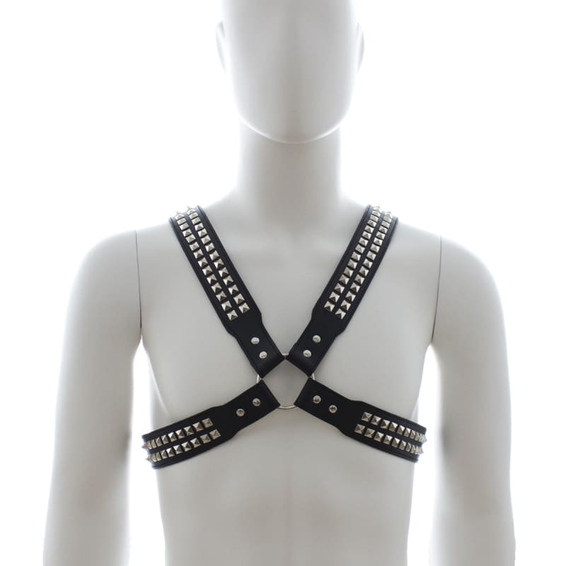 Men’s Leather Bondage Binding Strap Multi-stud Harness