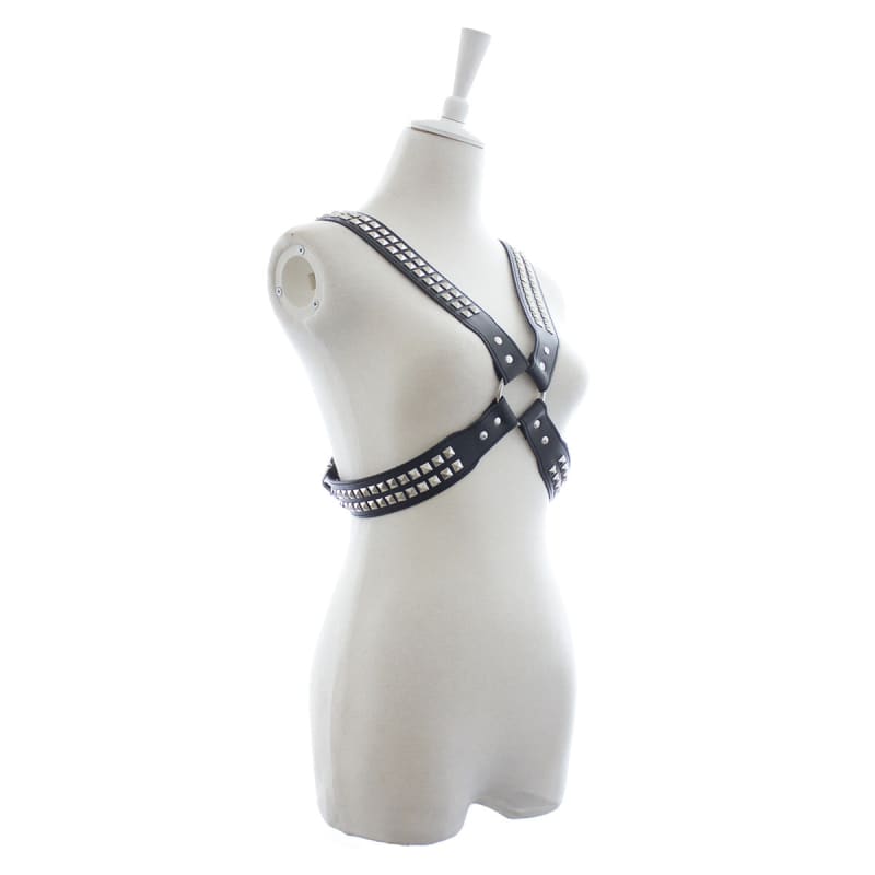 Men’s Leather Bondage Binding Strap Multi-stud Harness