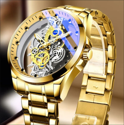 Men’s Luxury Vintage Skeleton Automatic Watch All gold steel