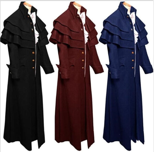 New Medieval Coat Men Cosplay Medieval Ruffle Top Steampunk Coat - Pleasures and Sins