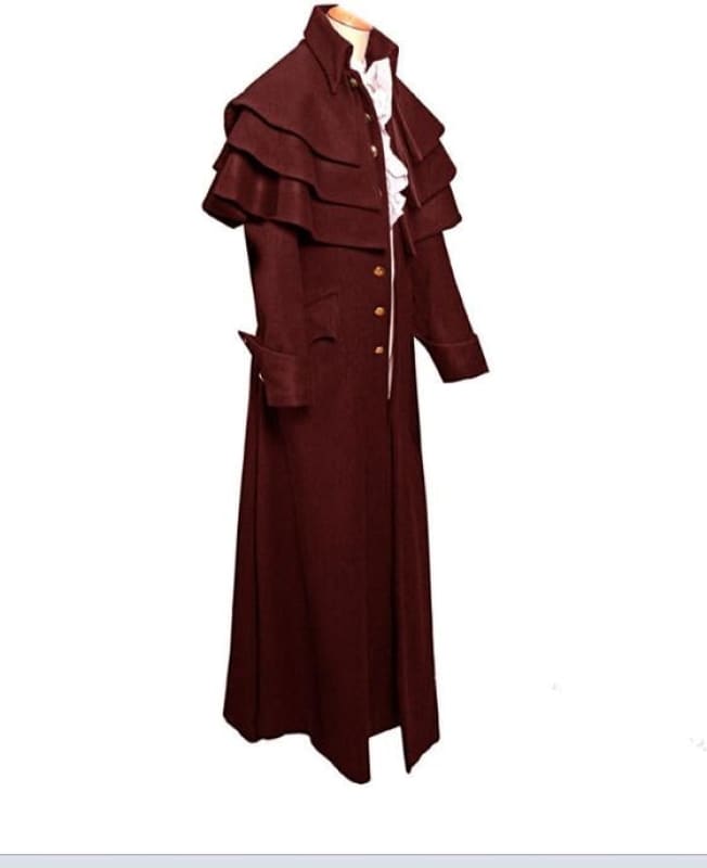 Mens Medieval Cosplay Coat With Ruffle Top Steampunk Coat - Pleasures and Sins   Pleasures and Sins