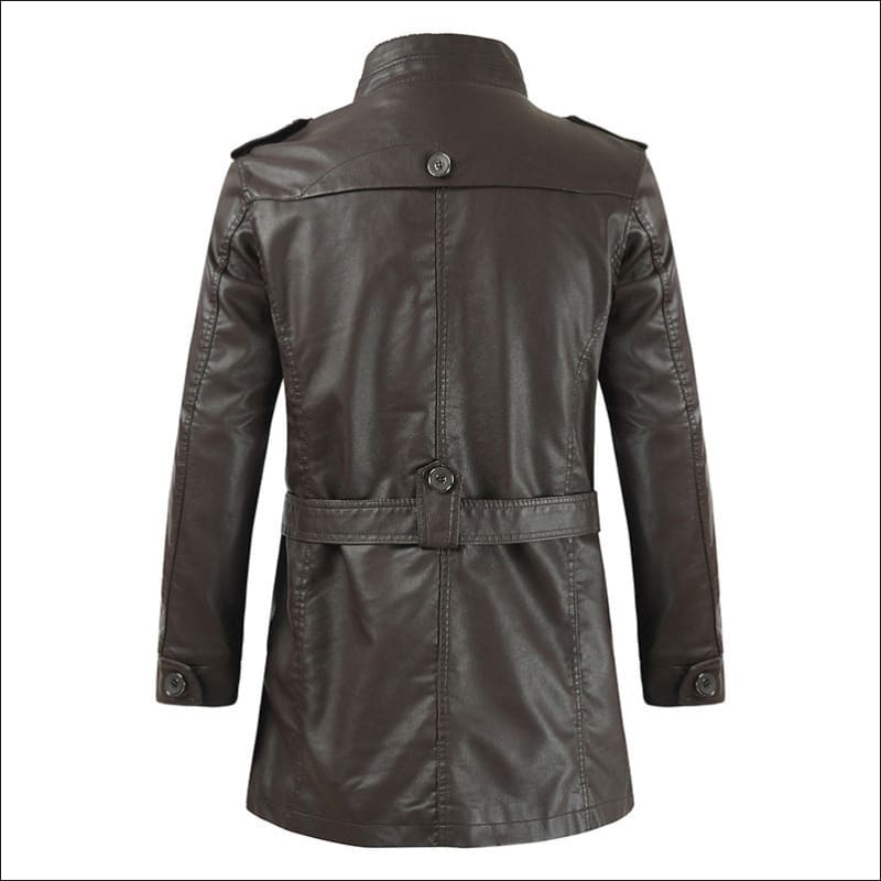 Men’s Faux Leather Coat with Stand Collar Style