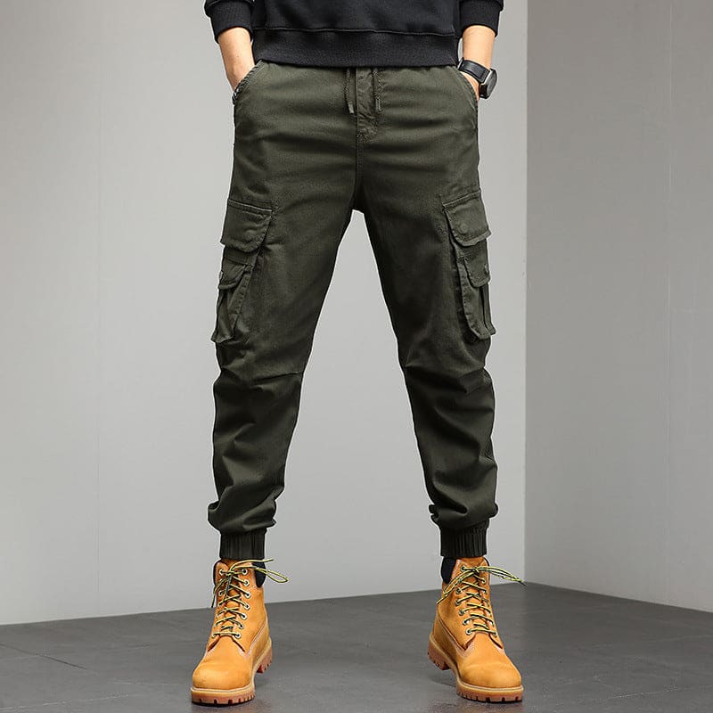 Mens Multi-pocket Casual Slim Fit Cargopants Army Green / 28