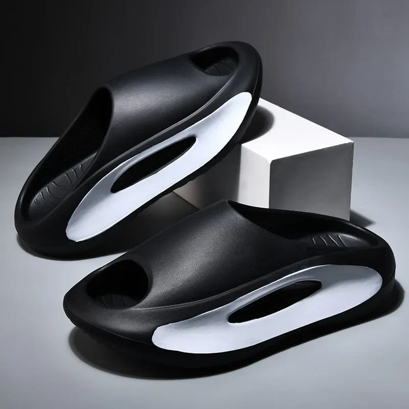 Men’s Design Summer Sliders with Thick Sole Leisure Black