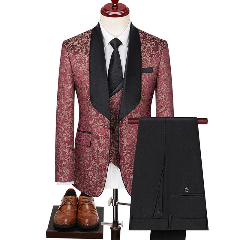 Men’s Paisley Jacquard Wedding Groom Suit in 6 Colors