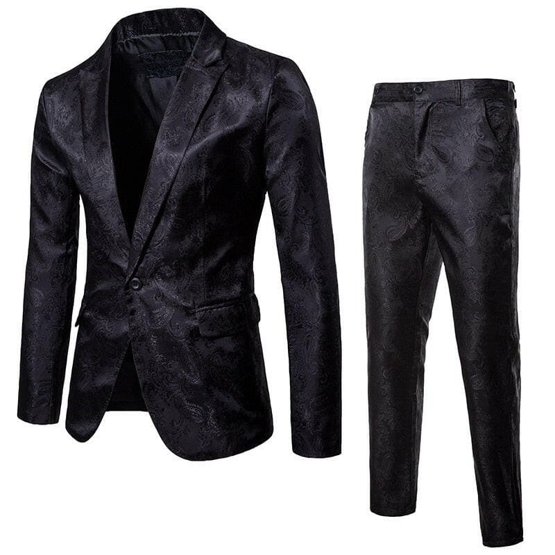 Mens Paisley Suit Single Breasted Tuxedo Blazer