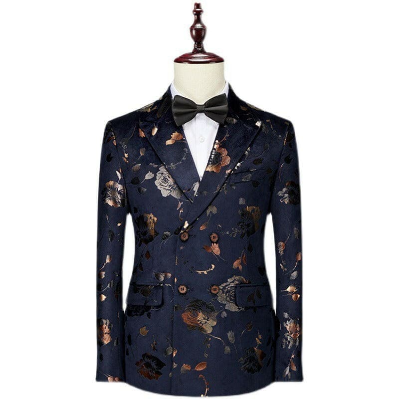 Mens Floral Patterned Wedding Suit Slim Fit 3 Pc