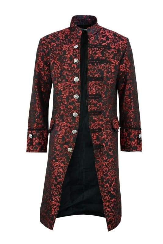 Mens Steampunk Victorian Coat for Luxurious Style Red / 3XL