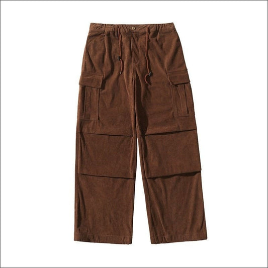 Stylish Wide-Leg Corduroy Cargo Pants for Men