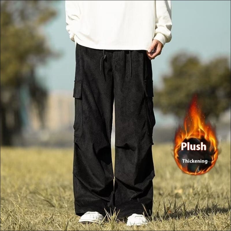 Stylish Wide-Leg Corduroy Cargo Pants for Men