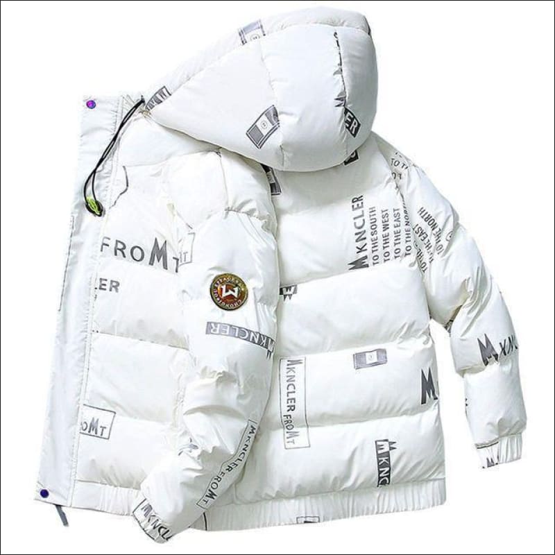 Men’s Winter Hooded Shiny Padded Bubble Coat White / M