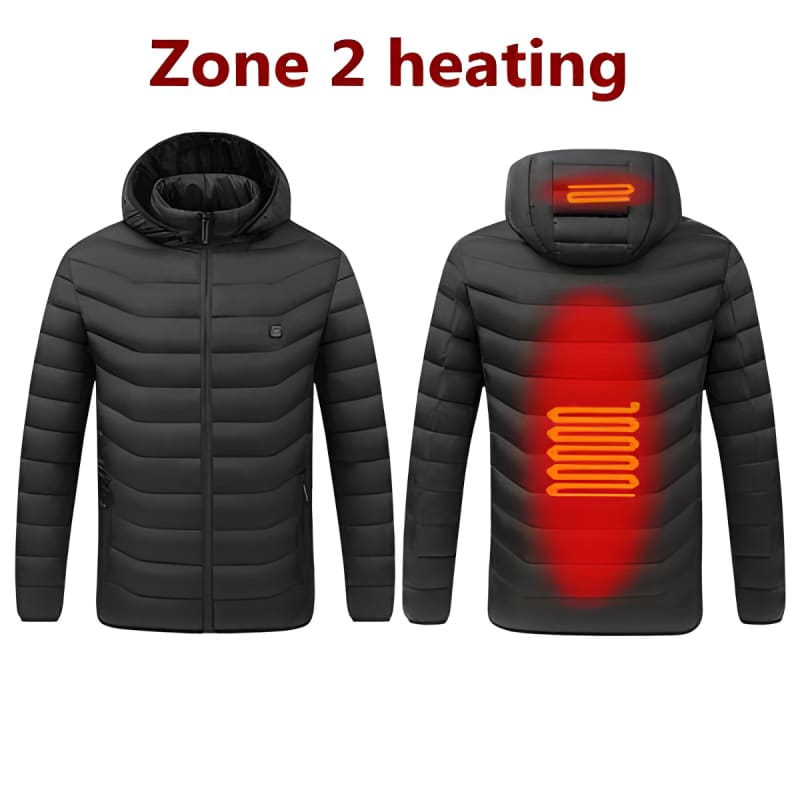 Mens Winter Warm USB Heated Jacket Waterproof 2 Areas