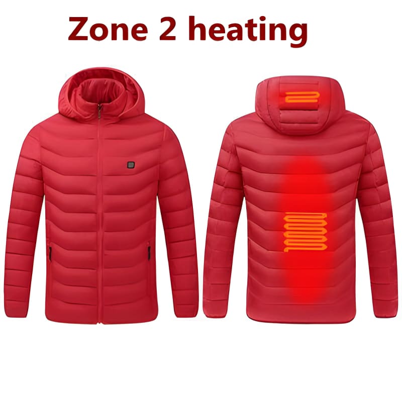 Mens Winter Warm USB Heated Jacket Waterproof 2 Areas